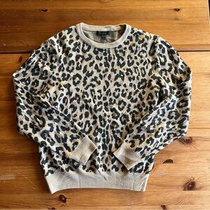 J. Crew Women’s Merino Wool Leopard Print Crewneck Pullover Sweater